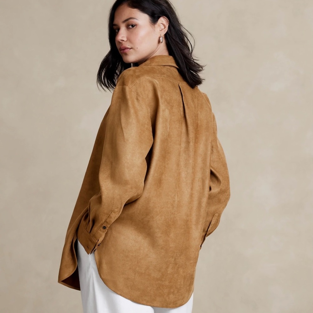 Vegan Suede Shirt-Banana Republic
